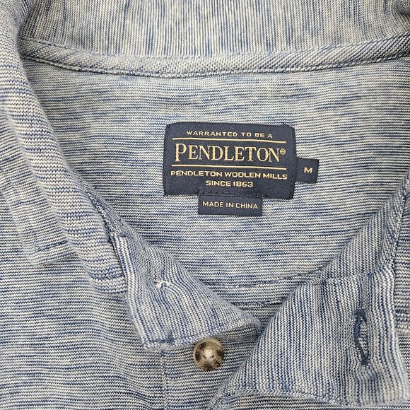 Pendleton Polo Mens M Blue Cotton Short Sleeve Casual Fishing Hiking Outdoors - Picture 3 of 5
